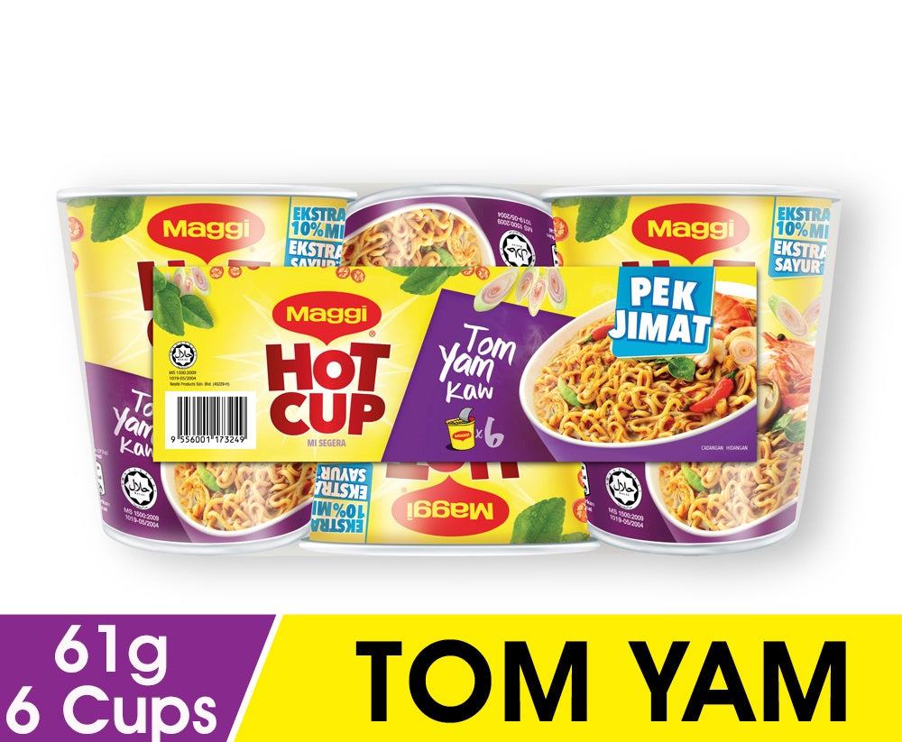 Maggi Hot Cup Tom Yam(6 Cups x 61g) - OfficePlus