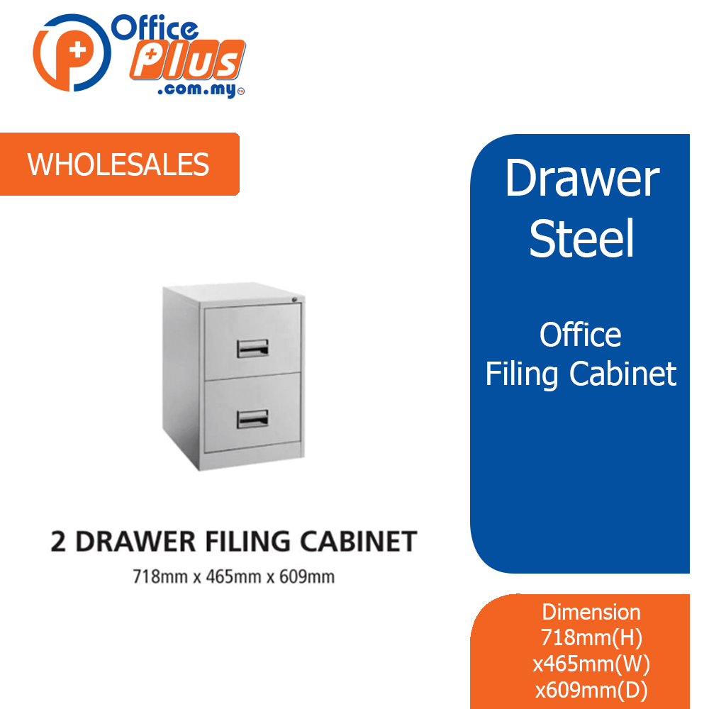 2 Drawer Steel Office Filing Cabinet With Recess Handle C/W Ball Bearing Slide - OfficePlus